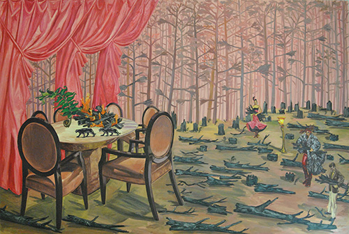 Pink Drapes and Gathering Sticks